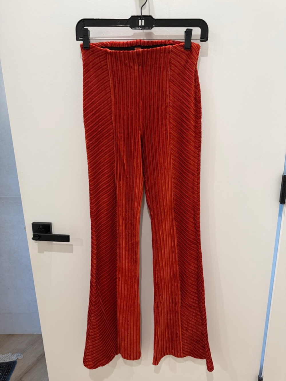 Free People Ribbed Velvet Pants in Deep Rust